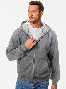 Hommes Hiver Casual Acid Wash Hoodies Solid Color 100% Cotton Fleece Regular Fit Fashion Wear - Product Image 2