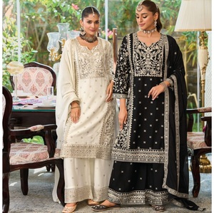Costume Salwar Kameez brodé de créateur élégant de haute qualité avec Dupatta lourd pour les femmes en gros à l'exportation - Product Image 1