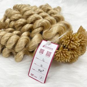 แฮร์ริ้งต่อผมหยักศก I-Tip เคราติน,ส่วนขยายของเส้นผมสีบลอนด์ไม่พันกันไม่หลุดร่วง - Product Image 6