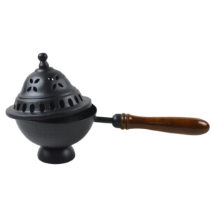 Meilleurs brûleurs à charbon de fer portables Brûleur à charbon de bois Brûleur à charbon Pot avec manche en bois Outil pour le camping Noir - Product Image 4