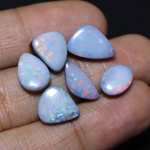 Natural Australian Doublet Opal Cabochon Multi <b>Fire</b> Mix Shape 10X8MM-14X9MM 18 Carat Lot Loose Gemstone - Product Image 2