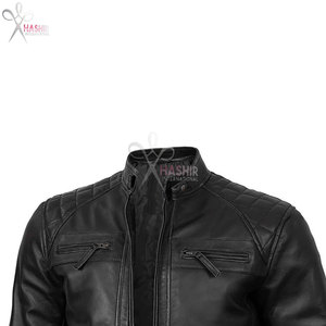 Chaqueta de Cuero Genuino al por Mayor para Hombre, Calidad Premium, Cuello Alto de Lona, Ropa Exterior Transpirable de Invierno para Motociclistas y Estilo Urbano - Product Image 3