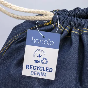 Zaino in Denim Riciclato Sostenibile per Sport e Trasporto di Gadget, Zainetti Sportivi Promozionali con Coulisse - Product Image 2