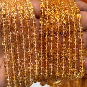 Perles rondes lisses en citrine naturelle de haute qualité, jaunes, de 4 mm à 7 mm, pour la fabrication de bijoux - Product Image 1