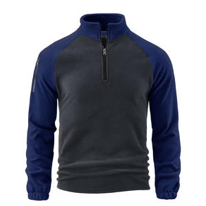 Sweat à capuche en polaire polaire pour homme, automne et hiver, avec col montant, demi-zip, manches longues, pull-over - Product Image 1