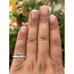 Vintage <b>Emerald</b> Blue Topaz <b>Ring</b> 925 Sterling <b>Silver</b> Handmade Gemstone <b>Ring</b> Wholesale Jewelry Supplier - Product Image 5