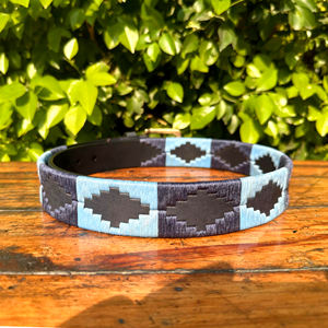 Cinturón de polo de cuero de búfalo de agua juvenil azul cielo marino hilo ceroso 100% hebilla de latón macizo de alta calidad longitud personalizada informal - Product Image 3