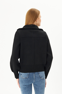 Manteau court décontracté pour femmes tricot à glissière en acier tricot manteau quotidien confortable avec col à capuche haut élégant confort assaisonné - Product Image 6