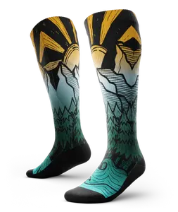 Chaussettes de course à pied personnalisées imprimées numériquement, performance tout au long de la journée, chaussettes de compression de la cheville à sublimation 360, mélange de coton, séchage rapide - Product Image 1