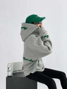 Sudadera de punto con estampado personalizado para mujer, jersey de gran tamaño con estampado de letras bordadas, sudadera con mangas raglán perezosa informal, 2025 - Product Image 4