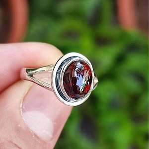 Handmade 925 Sterling <b>Silver</b> Boho <b>Ring</b> with Natural <b>Garnet</b> Gemstone Women's Gift <b>Garnet</b> <b>Silver</b> <b>Ring</b> - Product Image 3