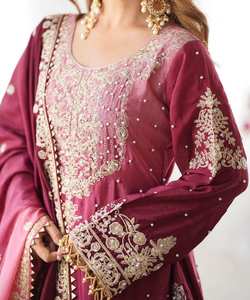 Robes de mariée cousues de styliste Sharara Eid Maria formelle beau style arabe Boutique Design Top Sharara Dupatta Set - Product Image 4