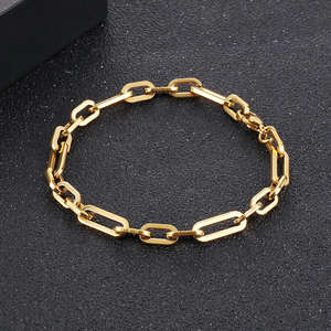 Bracelet à maillons ovales en acier inoxydable KALEN 200 mm, style décontracté, couleur or et argent, breloques géométriques, bijoux religieux mignons - Product Image 1