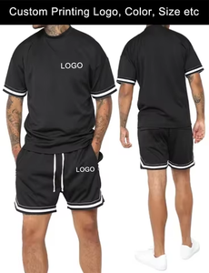 Ensemble short et t-shirt respirant pour homme, idéal pour le fitness et la course, coupe ample et décontractée, taille haute, jambe large, grande taille - Product Image 3