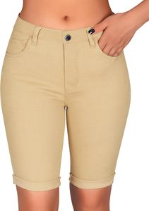 Shorts de Mezclilla de Cintura Alta para Mujer, Holgados, Transpirables, Lavados, Suaves, Elásticos, de Algodón, para Uso Casual de Verano, Estilo Urbano Moderno - Product Image 4