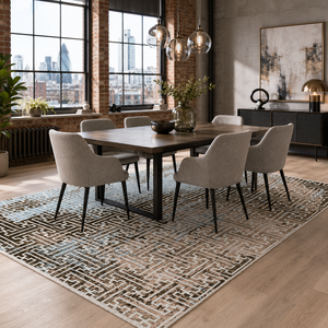 Tapis lavable géométrique en denim Kaleido RW7025 de Rug Weavers, chenille lavable, 10 tailles, vente en gros et dropshipping - Product Image 4