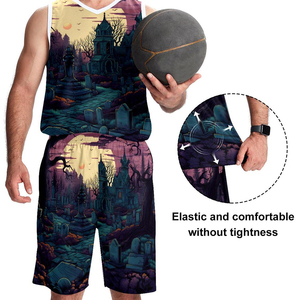 Ensemble de maillots de basket-ball d'équipe personnalisés et respirants vêtements de sport en polyester à séchage rapide avec numéros imprimés sans manches - Product Image 5