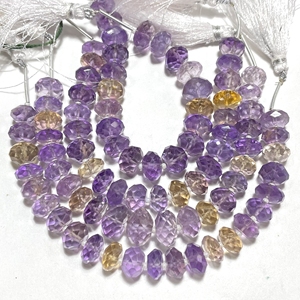 Cuentas de forma Rondellel facetadas de ametrino, cuentas de piedras preciosas naturales de calidad AAA, tienda de cuentas al por mayor - Product Image 1