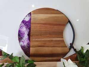 เขียงไม้ทำมือ บอร์ดเรซิ่นสำหรับเสิร์ฟชีสและอาหารว่าง งานฝีมือ - Product Image 4