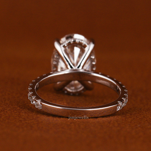 3,0 CT Corte ovalado 14KT Oro blanco Ajuste de Halo oculto Anillo de compromiso Diamante cultivado en laboratorio Nuevo anillo de estilo clásico - Product Image 4