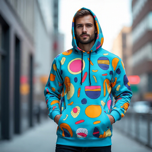 Sweats à capuche pour hommes 100% coton 500gsm Sublimation Pullover Hoodies Streetwear Jogging Hoodie imprimé pour hommes - Product Image 3
