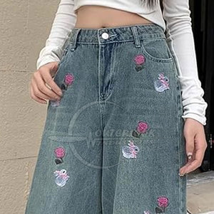 Nouveau pantalon large décontracté droit à jambes larges jeunesse mode décontracté femmes pantalon à jambes larges à vendre personnalisé - Product Image 3
