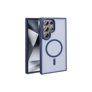 Coque en silicone mate bleu foncé Netzy pour Samsung Galaxy S24 Ultra, compatible MagSafe, antichoc, pour téléphone portable - Product Image 1