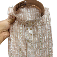 Broderie Kurta en soie de qualité supérieure et paillettes pour hommes fonctionnent des deux côtés Style formel Séchage rapide toutes saisons pour les fêtes et les mariages