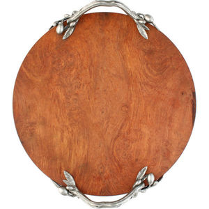 High Quality Wooden Serving Tray With Gold Ginkgo Handles Admirable Design Wooden Serving Tray Table Food <b>Dessert</b> Display - Product Image 3