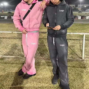 New Blank 500 GSM 100% Cotton Fleece Heavyweight Sweatsuit Hoodie and Sweatpants <b>Tracksuit</b> Set for Men - Product Image 5