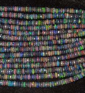 16 pouces véritable éthiopien Welo opale de feu 4-6 MM à facettes opale noire naturelle Heishi pneu perles Long brin AAA perles de pierre - Product Image 4