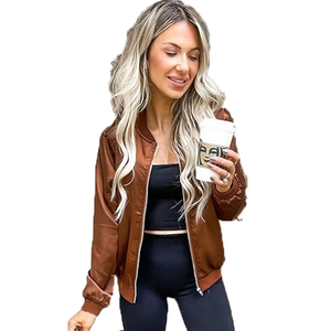 Chaqueta de satén para mujer, abrigo de diseño informal con cremallera, cortavientos con bolsillos, venta al por mayor, chaqueta de satén para mujer de talla OEM - Product Image 3