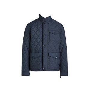 Blouson d'hiver pour homme, design géométrique vintage, toile coupe-vent, laine/polyester, fermeture éclair, col mandarin, uni teint - Product Image 2