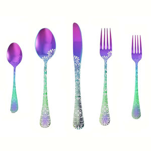 Fabricante de cubiertos de acero inoxidable al por mayor de larga duración en la India Cuchara Tenedor Cuchillo Juego de cubiertos PVD dorado para fiesta regular - Product Image 6