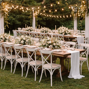 Industrial Metal Cross Back Dining Chair | Stackable Bistro Cafe Wedding Chair | Vintage Iron Restaurant Seating Event Furniture - Product Image 2