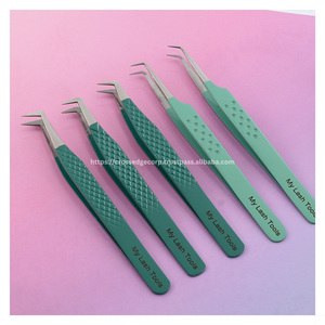 Pince à épiler professionnelle pour extensions de cils en fibre, courbée, volume classique, 45 degrés, 90 degrés, en acier inoxydable - Product Image 6