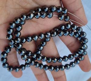 Cuentas de moissanita facetadas de 7 mm | Pulsera de collar de diamantes de moissanita negra de grado AAA - Product Image 1