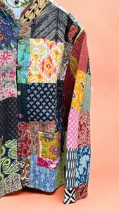 Chaqueta acolchada de algodón hecha a mano, abrigo corto de invierno de retazos con patrón de letras Reversible, regalo perfecto para ella - Product Image 6