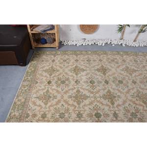Classique Beige Vert Vintage Tapis Turc 5.6X9.5 pieds Laine Seagrass Latex Support pour La Maison Salon Patchwork pour Les Adolescents - Product Image 5