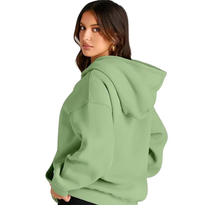 เสื้อฮู้ดโอเวอร์ไซส์ผ้าฝ้ายสีล้วนสำหรับสตรีทแวร์ผ้าฝ้าย100% - Product Image 5