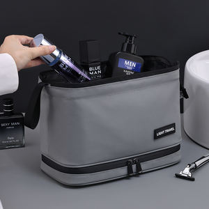 กระเป๋าเครื่องสำอางแบบพกพาสำหรับเดินทางกระเป๋าเครื่องสำอางสำหรับผู้ชายกระเป๋าแบบสองช่องใส่โลโก้ได้ตามต้องการ - Product Image 1