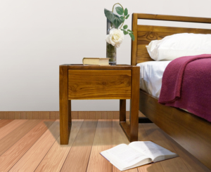 Mesita de noche de teca elegante y de moda con 1 cajón para decoración de dormitorio - Product Image 3