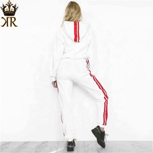 ขายส่งชุดกีฬาผู้หญิงชุดสองชิ้นด้านบนและกางเกงวอร์มผู้หญิงเสื้อสวมหัวมีฮู้ดเหงื่อชุดผู้หญิงชุด - Product Image 3