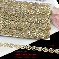 Chaîne de strass transparente AB en forme de marquise avec base en plastique, garniture tressée de strass bon marché pour costumes de carnaval, embellissement DIY pour vêtements