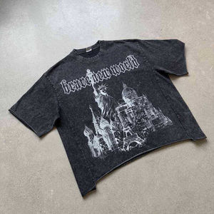 High Street Unique Street Print <b>Men's</b> Pure Cotton Short Sleeve V-neck T-<b>Shirt</b> Spring Summer <b>Silk</b> Screen Printed Breathable - Product Image 1