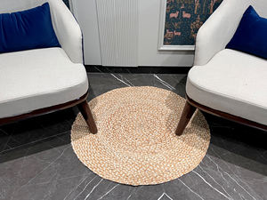 Alfombra de baño de ganchillo redonda hecha a mano | Alfombra de baño suave y absorbente de algodón 100% con borde decorativo - Product Image 5