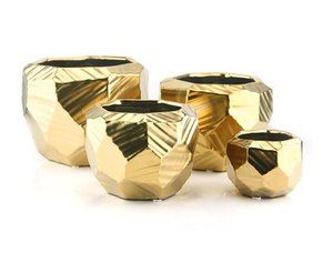 Maceta de interior dorada, diseño moderno, decoración del hogar, estilo de vida de lujo, decoración de suelo, decoración de plantas artificiales - Product Image 1