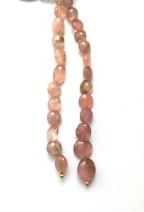 ลูกปัดทัวร์มาลีนสีชมพูอ่อนธรรมชาติ ขัดเรียบ 2 เส้น สำหรับทำเครื่องประดับอัญมณี - Product Image 6