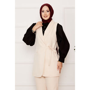 Ensemble de gilets à nouer sur le côté en tissu satiné pour femme - Product Image 2