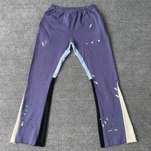 Custom High Quality 100% Cotton Spray <b>Paint</b> Jogger Men Street Wear Cool Hip-Hop Raw Edge Flared Sweatpants - Product Image 2
